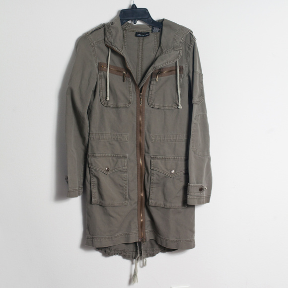 No Boundaries Womens Long Green Jacket XS - Picture 2 of 3